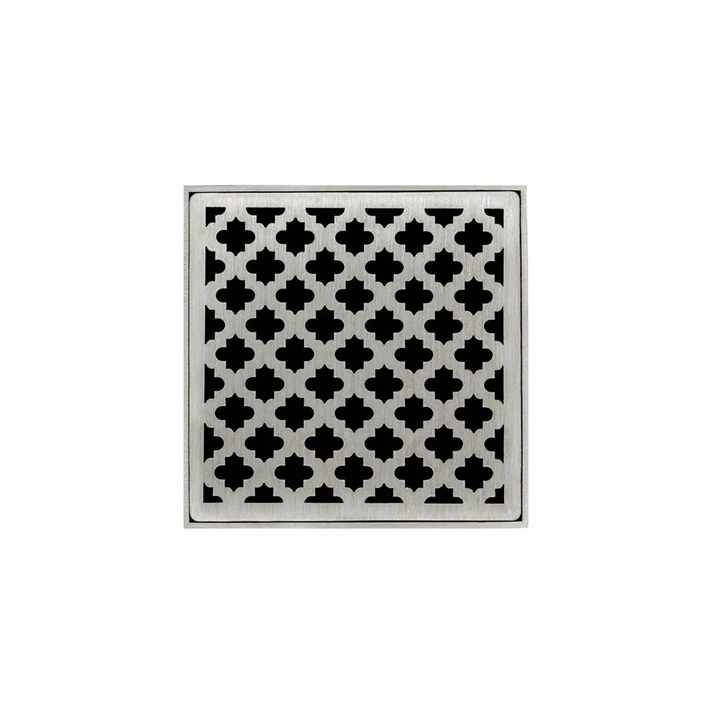 Infinity Drain 5'' x 5'' MD 5 High Flow Complete Kit with Moor Pattern Decorative Plate in Gunmetal with Cast Iron Drain Body, 3'' No-Hub Outlet - Image 10