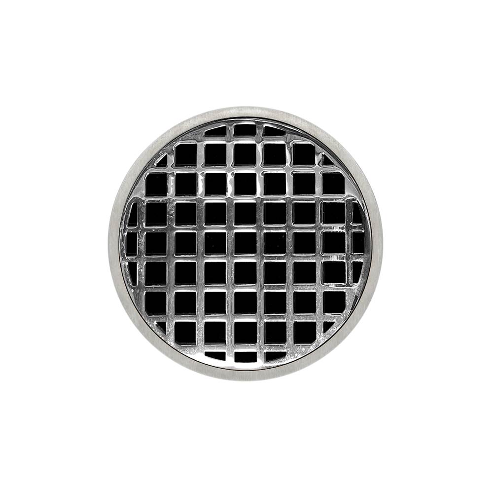 Infinity Drain 5'' Round RQD 5 Complete Kit with Squares Pattern Decorative Plate in Gunmetal with ABS Drain Body, 2'' Outlet - Image 7