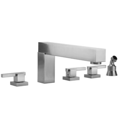 Jaclo CUBIX® Roman Tub Set with CUBIX® Lever Handles and Angled Handshower Holder