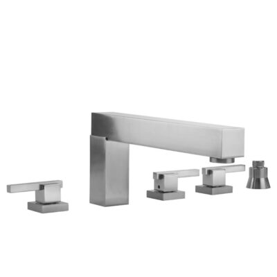 Jaclo CUBIX® Roman Tub Set with CUBIX® Lever Handles and Straight Handshower Holder