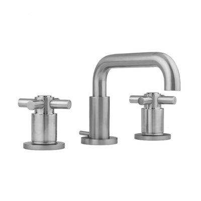 Jaclo Downtown Contempo Faucet with Round Escutcheons & Contempo HIgh Cross Handles- 0.5 GPM
