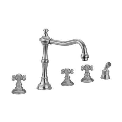 Jaclo Roaring 20's Roman Tub Set with Ball Cross Handles and Angled Handshower