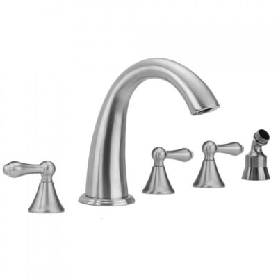 Jaclo Cranford Roman Tub Set with Regency Lever Handles and Angled Handshower Mount