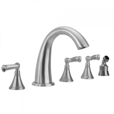 Jaclo Cranford Roman Tub Set with Ribbon Handles and Angled Handshower Mount