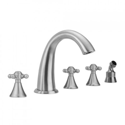 Jaclo Cranford Roman Tub Set with Ball Cross Handles and Angled Handshower Mount