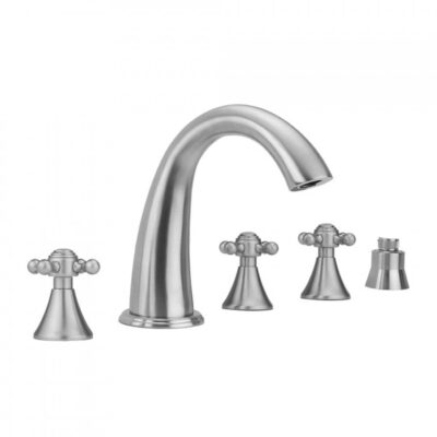 Jaclo Cranford Roman Tub Set with Ball Cross Handles and Straight Handshower Mount