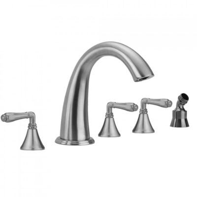 Jaclo Cranford Roman Tub Set with Smooth Lever Handles and Angled Handshower Holder