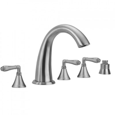 Jaclo Cranford Roman Tub Set with Smooth Lever Handles and Straight Handshower Holder