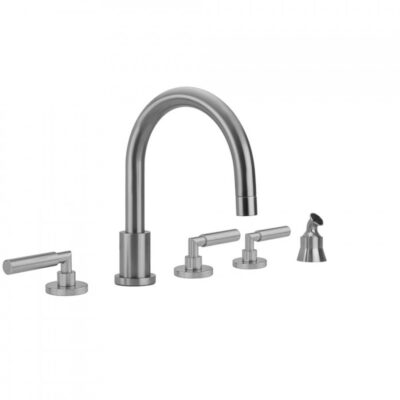 Jaclo Contempo Roman Tub Set with Hub Base Lever Handles and Angled Handshower