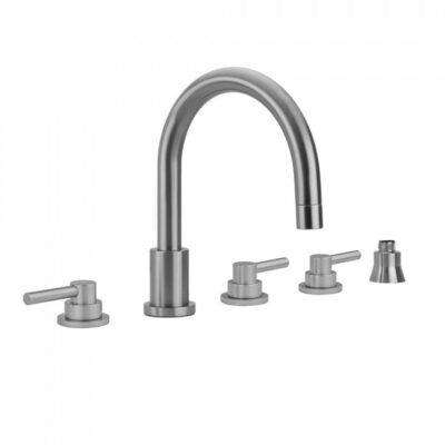Jaclo Contempo Roman Tub Set with Low Contempo Lever Handles and Straight Handshower