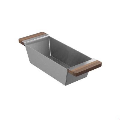 Home Refinements by Julien Colander For Fira Sink W/Ledge, Walnut Handles, 6X17-1/4X4-1/4