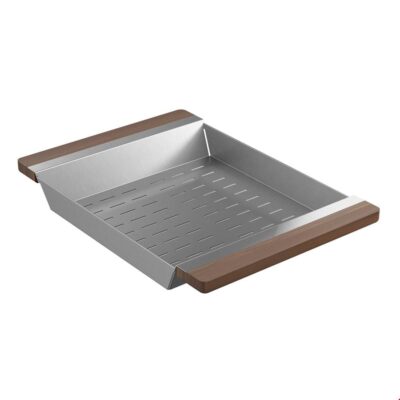 Home Refinements by Julien Colander For Fira Sink W/Ledge, Walnut Handles, 12X17-1/4X2-1/4
