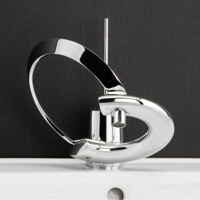 Lacava Deck-mount single-hole faucet with joystick lever handle and click-clack drain, ADA compliant. Water flow rate: 1 gpm pressure compensating aerator.