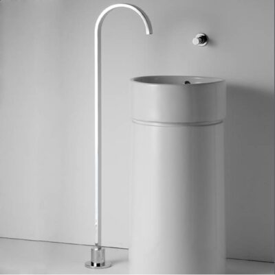 Lacava Floor-standing spout and wall-mount mixer with knob handle. Includes rough-in and trim. Water flow rate: 4.2 gpm at 60 psi