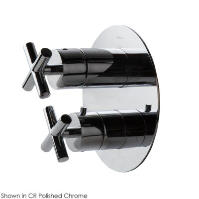 Lacava TRIM ONLY - Thermostatic Valve w/3 way diverter + OFF, GPM 8 (60PSI) with round back plate and 2 stacked cross handles