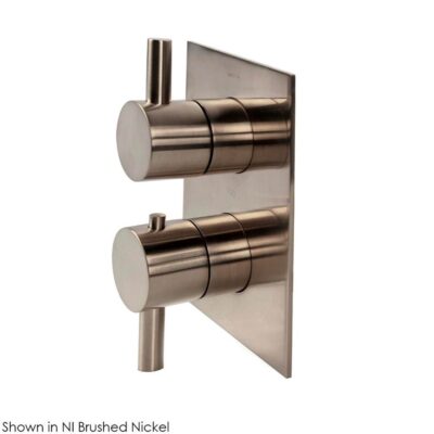 Lacava TRIM ONLY - Thermostatic Valve w/2 way diverter + OFF, GPM 8.5 (60PSI) with rectangular back plate and 2 stacked round lever handles