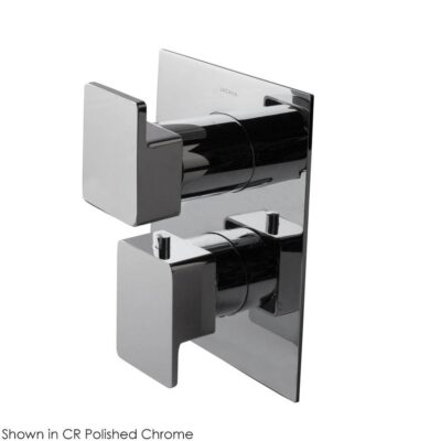 Lacava TRIM ONLY - Thermostatic Valve w/3 way diverter + OFF, GPM 8 (60PSI) with rectangular back plate and 2 stacked lever handles