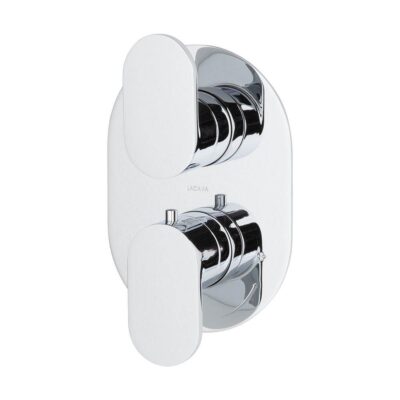 Lacava TRIM ONLY - Thermostatic Valve w/1 way volume, GPM 9 (60PSI) with oblong back plate and 2 stacked oval lever handles