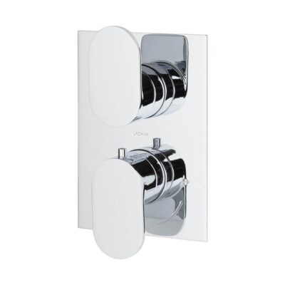 Lacava TRIM ONLY - Thermostatic Valve w/2 way diverter + OFF, GPM 8.5 (60PSI) with rectangular back plate and 2 stacked oval lever handles