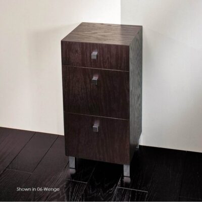 Lacava Free-standing cabinet with three drawers, polished chrome pulls and polished stainless steel legs included, 13 3/8''W, 13 3/8''D, 27 1/2''H.