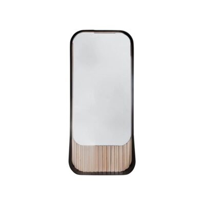 Lacava Wall hung mirror with metal frame surround/shelf and fluted detailing