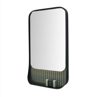 Lacava Wall hung mirror with metal frame surround/shelf and fluted detailing