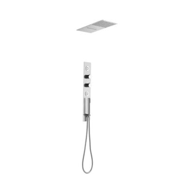 Lenova 2PC - Shower Set Includes: Shower Head Round 16'' x 4-3/4'' Thermostatic/Pressure Valve Trim Kit - Square