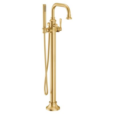 Moen Colinet One-Handle Freestanding Floor Mount Tub Filler with Handshower in Brushed Gold