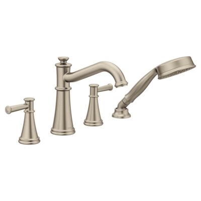 Moen Belfield 2-Handle Deck-Mount Roman Tub Faucet with Handshower in Brushed Nickel (Valve Sold Separately)