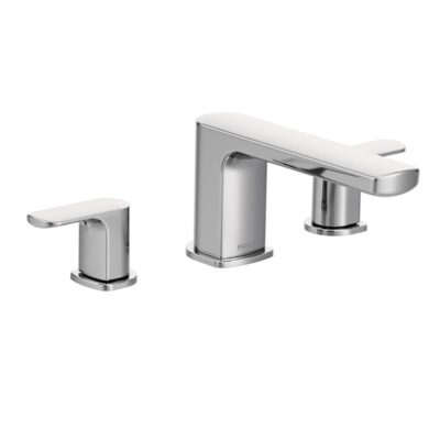 Moen Rizon 2-Handle Deck-Mount Roman Tub Faucet Trim Kit in Chrome (Valve Sold Separately)