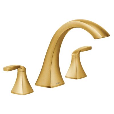 Moen Voss 2-Handle Deck-Mount High-Arc Roman Tub Faucet Trim Kit in Brushed Gold (Valve Sold Separately)