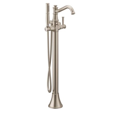 Moen Belfield One-Handle Freestanding Floor Mount Tub Filler with Handshower, Brushed Nickel