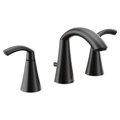 Moen Glyde Two-Handle 8-Inch Widespread High Arc Modern Bathroom Sink Faucet, Valve Required, Matte Black