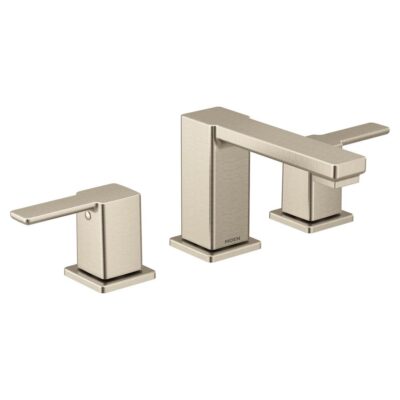 Moen 90 Degree Two-Handle Widespread Modern Bathroom Faucet, Valve Required, Brushed Nickel