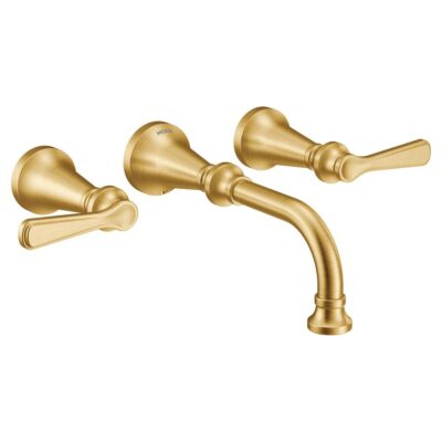 Moen Colinet Traditional Lever Handle Wall Mount Bathroom Faucet Trim, Valve Required, in Brushed Gold