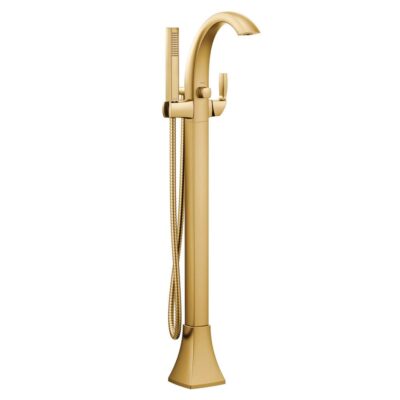 Moen Voss One-Handle Freestanding Floor Mount Tub Filler with Handshower, Brushed Gold