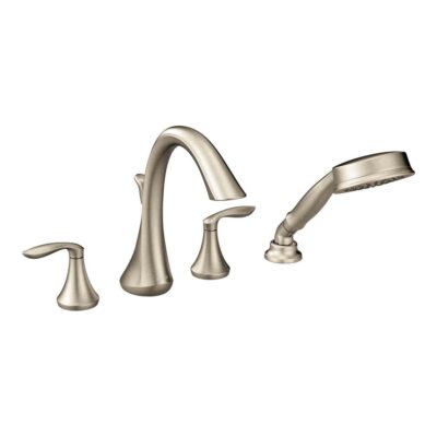Moen Eva 2-Handle Deck-Mount Roman Tub Faucet Trim Kit with Handshower in Brushed Nickel (Valve Sold Separately)