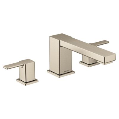 Moen 90 Degree Two-Handle Deck Mounted Roman Tub Faucet, Valve Required, Brushed Nickel
