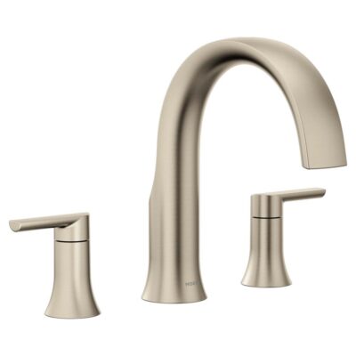 Moen Doux 2-Handle Deck Mount Roman Tub Faucet Trim Kit in Brushed Nickel (Valve Sold Separately)