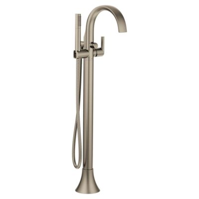 Moen Doux One-Handle Freestanding Floor Mount Tub Filler with Handshower, Brushed Nickel