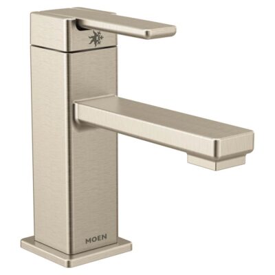 Moen 90 Degree One-Handle Single Hole Modern Bathroom Sink Faucet, Brushed Nickel