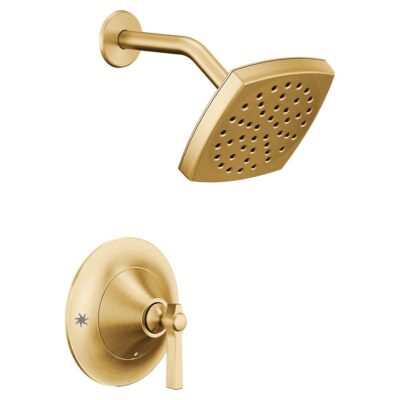 Moen Flara Posi-Temp Rain Shower 1-Handle Eco-Performance Shower Only Faucet Trim Kit in Brushed Gold (Valve Sold Separately)