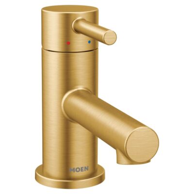 Moen Align One-Handle Single Hole Low Profile Modern Bathroom Faucet with Drain Assembly, Brushed Gold