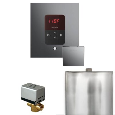 Mr. Steam Basic Butler Steam Shower Control Package with Square iTempo Control and Steamhead in Brilliant Black