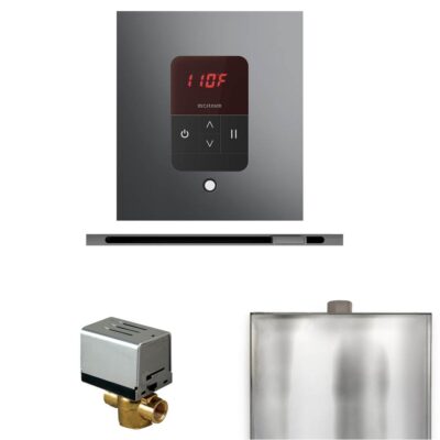 Mr. Steam Basic Butler Steam Shower Control Package with Square iTempo Control and Linear Steamhead in Brilliant Black