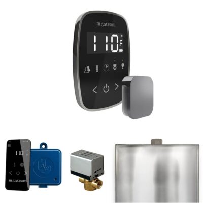 Mr. Steam ButlerFlex Steam Shower Control Package with TempoFlex Control and Steamhead in Black Brilliant Black