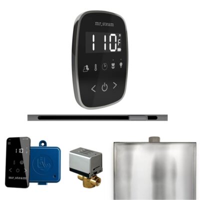 Mr. Steam ButlerFlex Steam Shower Control Package with TempoFlex Control and Linear Steamhead in Black Brilliant Black