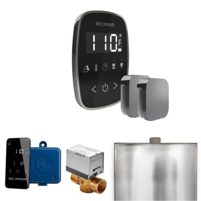 Mr. Steam ButlerFlex Max Steam Shower Control Package with TempoFlex Control and Steamhead in Black Brilliant Black