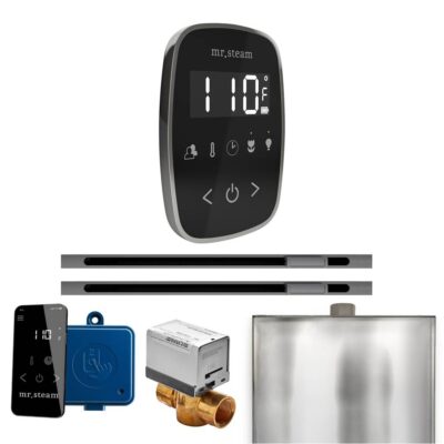 Mr. Steam ButlerFlex Max Steam Shower Control Package with TempoFlex Control and Linear Steamhead in Black Brilliant Black