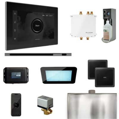Mr. Steam Bliss Steam Shower Control Package with iSteamX Control and Linear Steamhead in Black Brilliant Black
